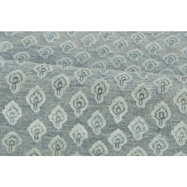 Contemporary Block Print Geometric Natural Silk Runner by Rug & Kilim, India For Sale In New York - Image 6 of 8