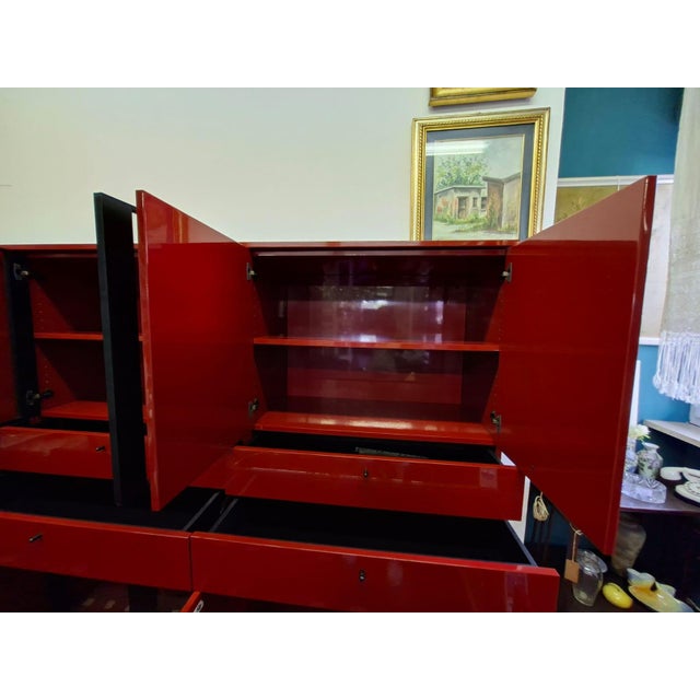 Italian Sideboard in Glossy Chinese Red Lacquer by Cappellini, 1990 For Sale - Image 11 of 18