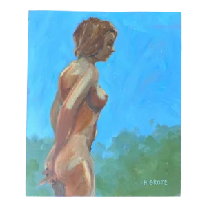 Vintage Impressionist Oil Painting of Nude Woman
