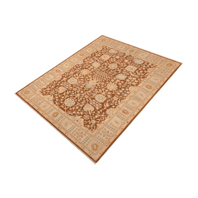 Rustic Classic Ziegler Brown Beige Hand-Knotted Wool Rug - 8'0'' X 9'10'' For Sale - Image 3 of 8