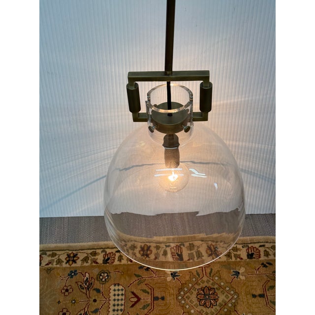 Living Design Brass Single Pendant Light For Sale In San Francisco - Image 6 of 12