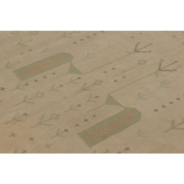 1950s Vintage Swedish Kilim With Eva Nemeth Inspired Design in Beige - Rug & Kilim For Sale - Image 5 of 10