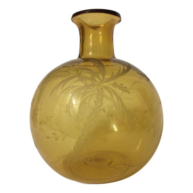 Art Deco Vase in Engraved Glass, 1930s For Sale