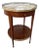Antique French Louis XVI Style Marquetry Inlaid Circular Side Table With Marble Top & Pierced Brass Gallery. For Sale