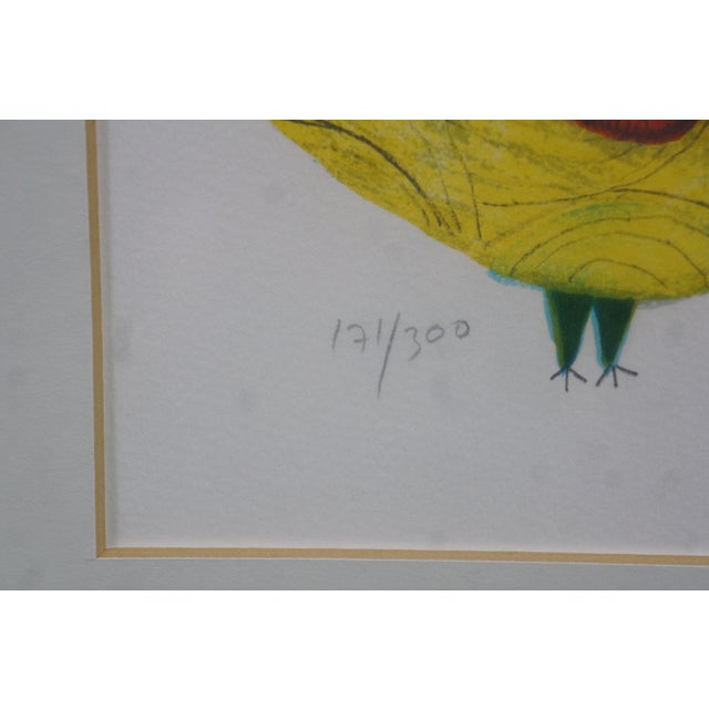1970s 1970s Judith Bledsoe Signed Charm of Finches Stacked Birds Lithograph Print 29" For Sale - Image 5 of 12