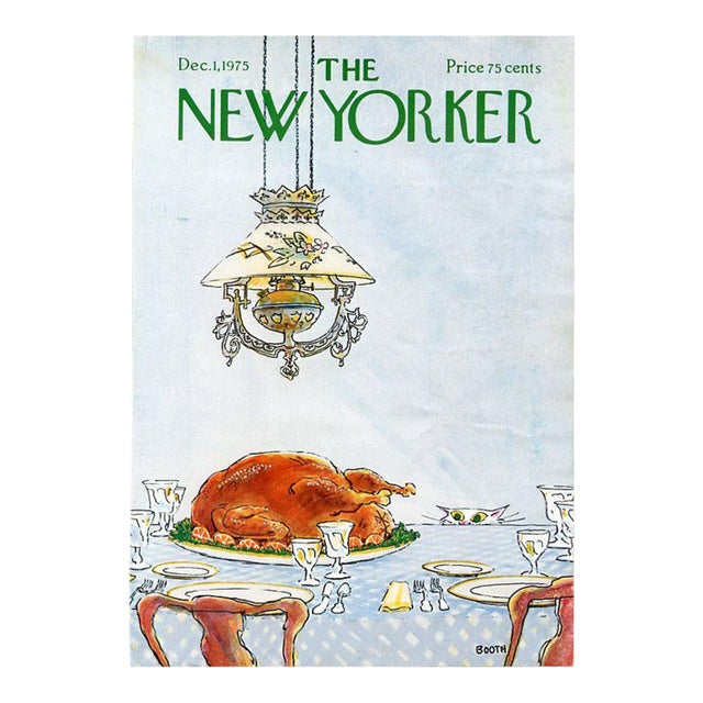 1975 Vintage New Yorker Magazine Cover by George Booth, December 1, Thanksgiving For Sale