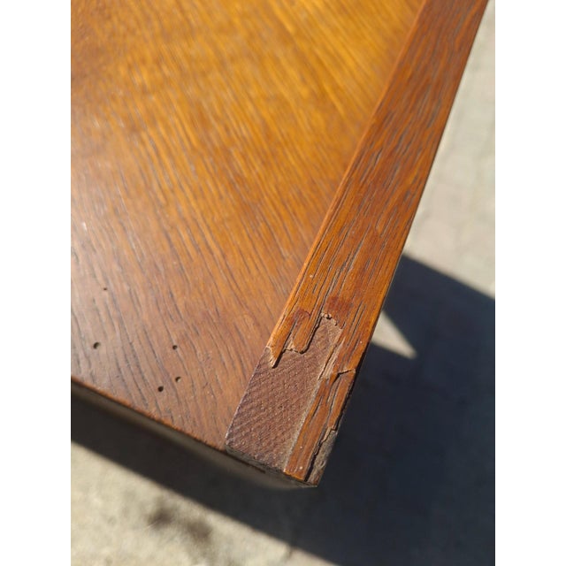 Metal Modernist French Sideboard in Oak Chevron Pattern and Glass-Fronted, 1950s For Sale - Image 7 of 15