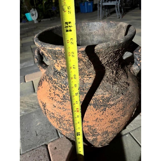 Ceramic Vintage Mediterranean Terracotta Amphora Urn Planter With Aged Patina For Sale - Image 7 of 11