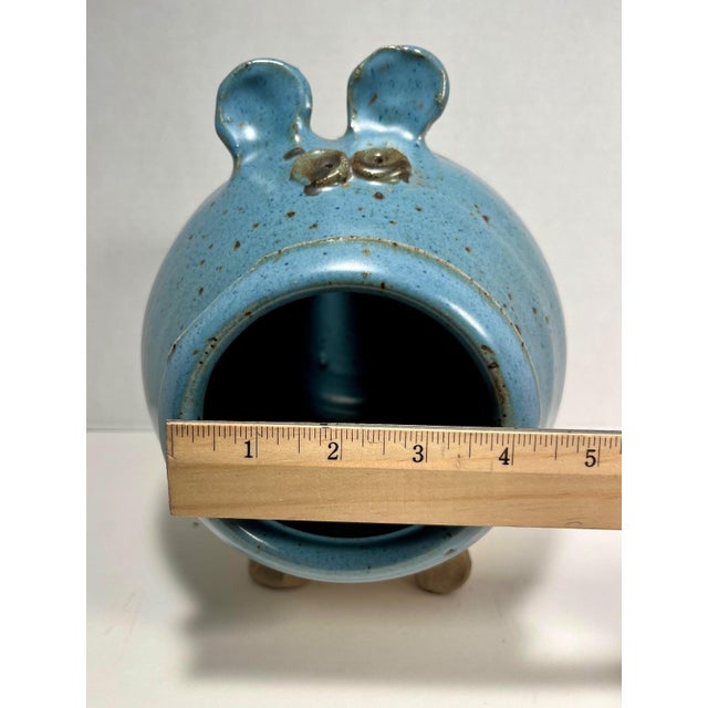Vintage Smith Studio Art Pottery Blue Ceramic Piggy Bank For Sale - Image 10 of 10