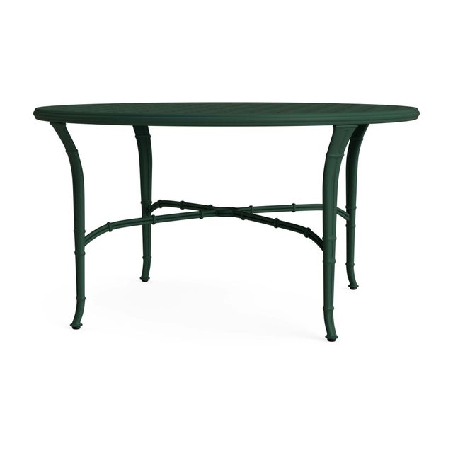 Brown Jordan Calcutta 54" Round Cast Top Dining Umbrella Table in Forest Green For Sale