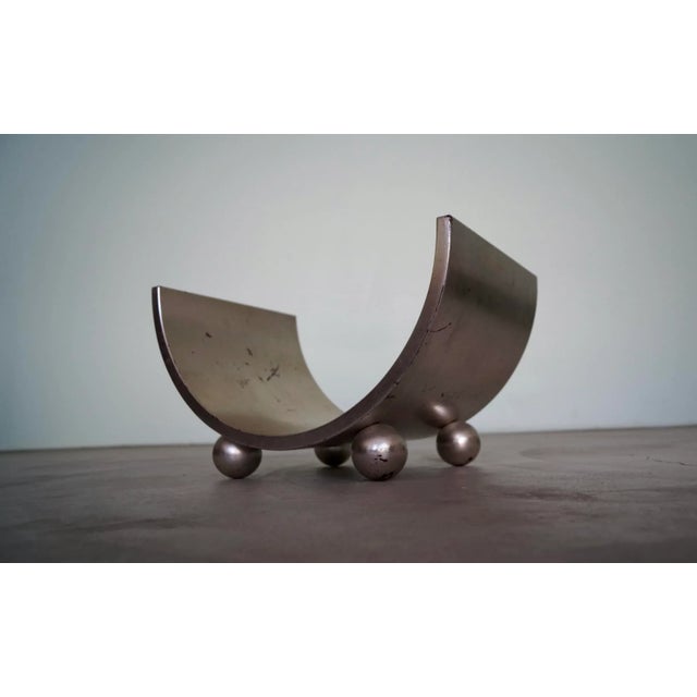 1950's Mid-Century Modern Bentwood Silver Leaf Magazine Rack For Sale - Image 13 of 13