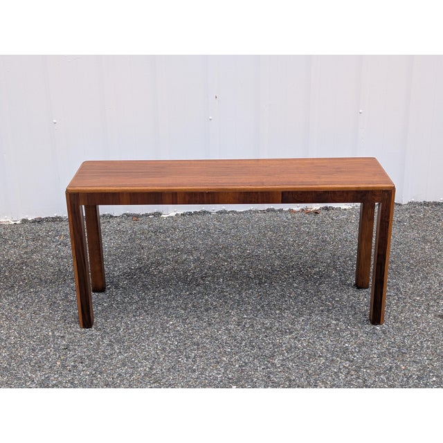 Mid Century Wall Console Walnut Table by Lane For Sale - Image 9 of 14