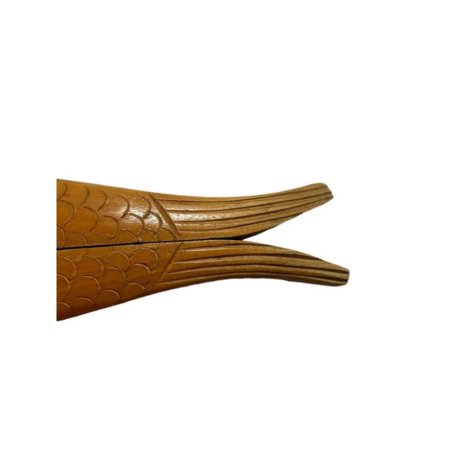 Antique Swedish Solid Wood Hand Carved Fish Shaped Double Nut Cracker, 1930's For Sale In Miami - Image 6 of 11