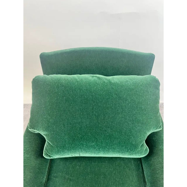 Hollywood Regency Style Custom Overstuffed Emerald Velvet Armchair For Sale - Image 12 of 17