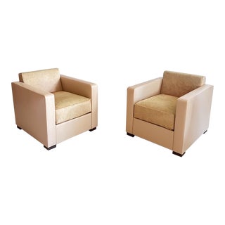 Pair of Poltrona Frau Linea a Armchairs in Cow Hide For Sale