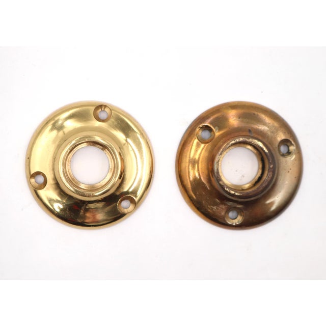 Vintage Oval Brass & Copper Passage Door Knob Set For Sale - Image 4 of 6