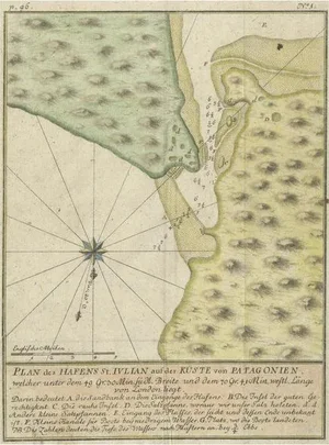 Antique Plan of St. Julian's Harbour on the Coast of Patagonia, 1763