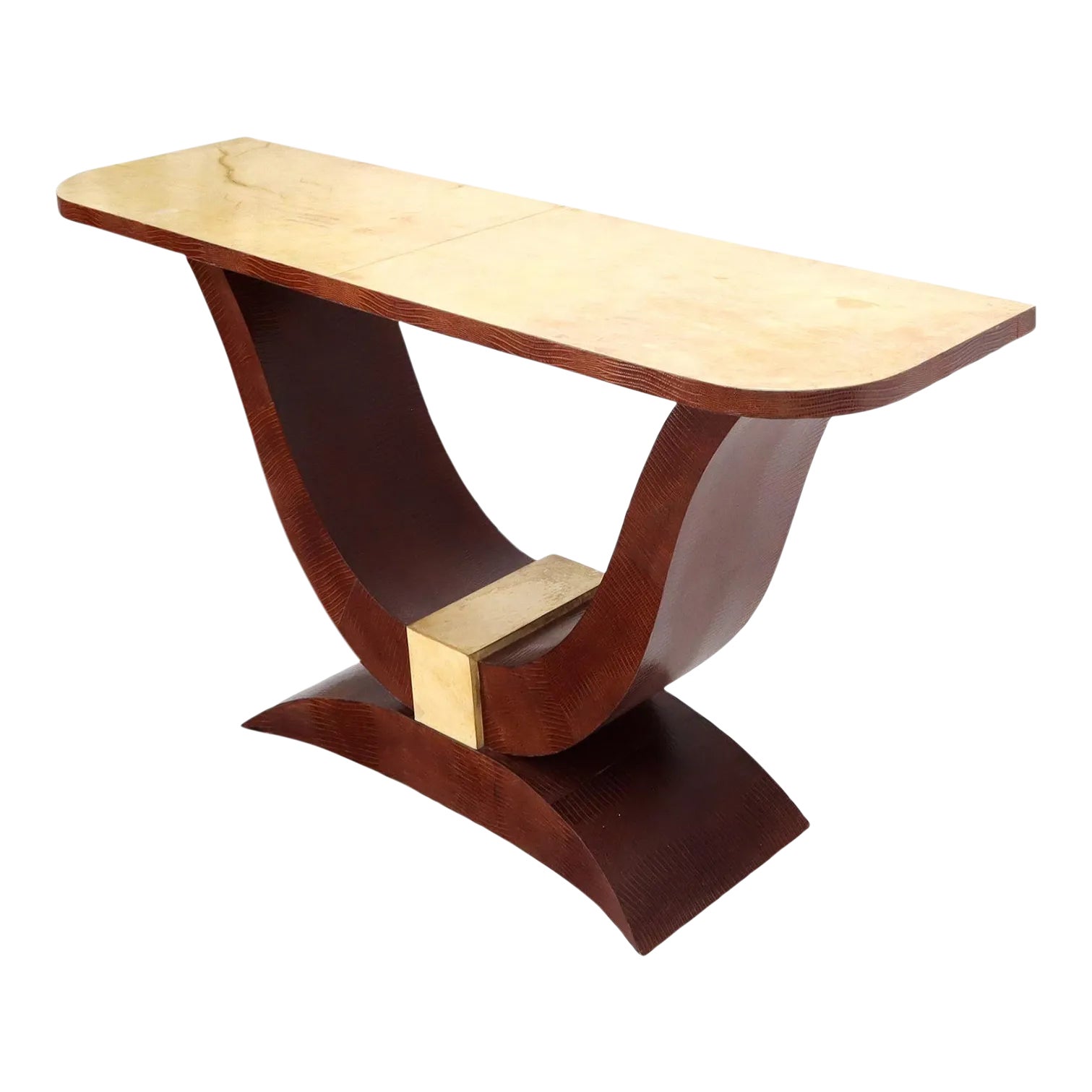 Parchment & Skin Snake Wrapped Console Sofa Table | Chairish