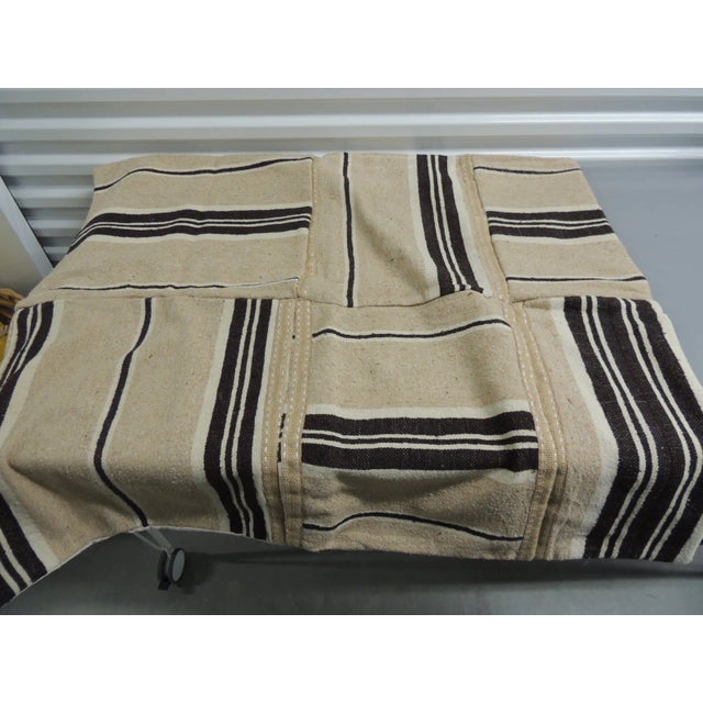 1990s Stripes Brown & Natural Woven Patchwork Throw For Sale - Image 5 of 6