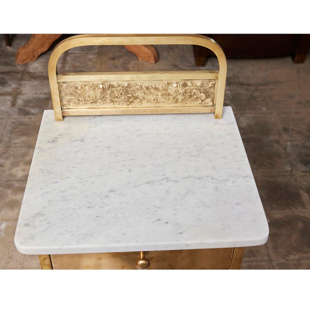 French Marble and Brass Night Stand For Sale - Image 4 of 6