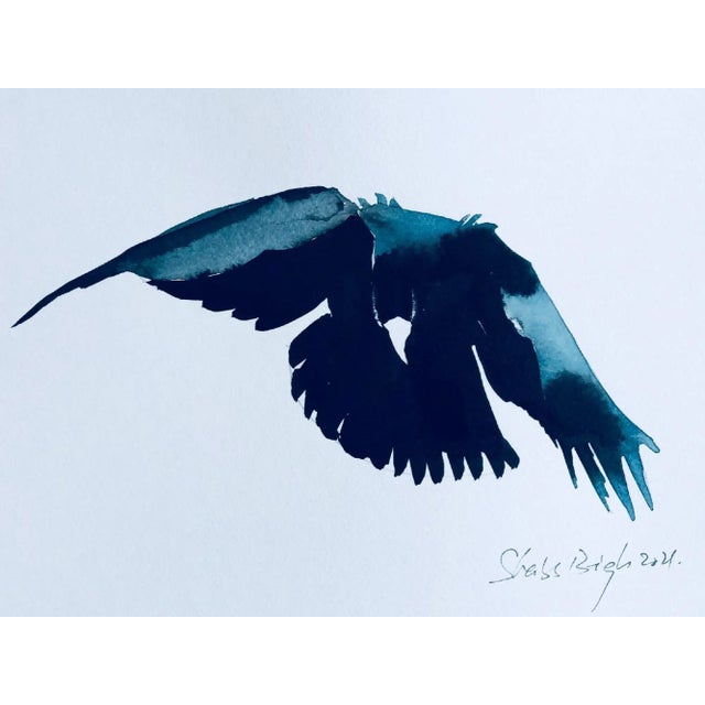 "Flight 11" Contemporary Minimalist Bird Ink Drawing For Sale - Image 4 of 7