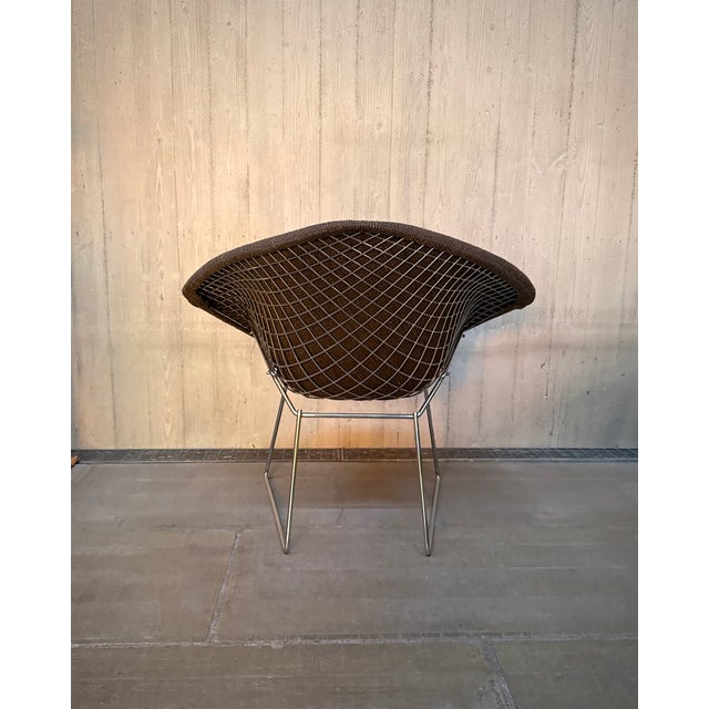 Harry Bertoia Diamond Chair in Chrome and Brown Upholstery for Knoll International, 1980s For Sale - Image 4 of 16