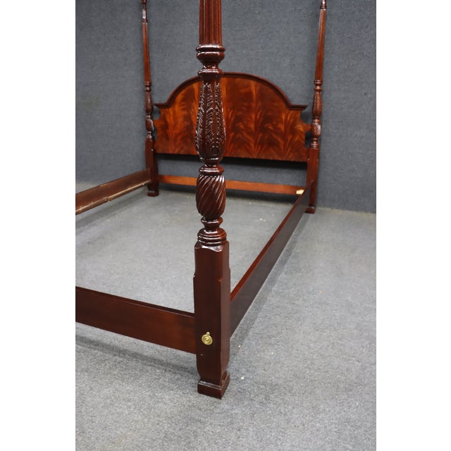Traditional Thomasville Queen Size Mahogany Four Poster Bed With Flame Mahogany Headboard For Sale - Image 3 of 12
