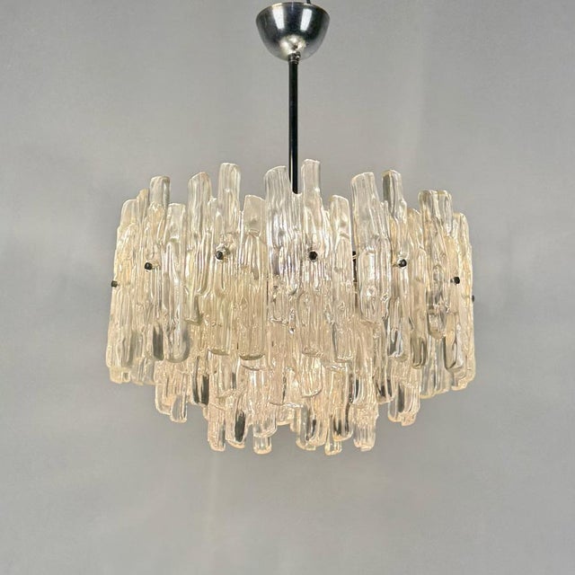 Large Icicle Acrylic Glass Chandelier from Kalmar, 1960s, in Very Good conditions. Designed 1960 to 1969 This piece is...