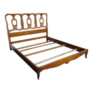 20th Century French Tall Cherry Queen Size Bedframe For Sale