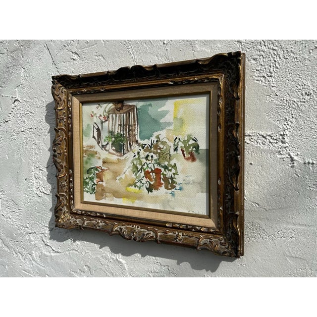 Vintage Boho Still Life Watercolor on Canvas For Sale In West Palm - Image 6 of 6