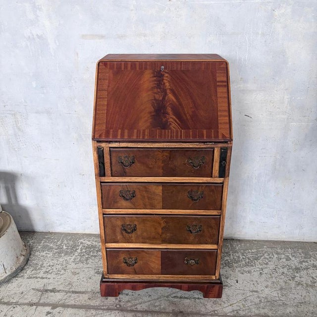 Antique Mahogany & Oak Fall-Front Writing Bureau For Sale - Image 9 of 11