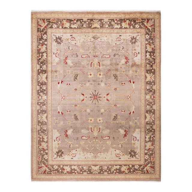 Beige Eclectic, One-of-a-Kind Hand-Knotted Area Rug in Beige, 9' 4" x 12' 2" For Sale - Image 8 of 8