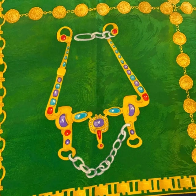 1980s Vintage Silk Color Italian Scarf Foulard by Renato Balestra For Sale - Image 11 of 11