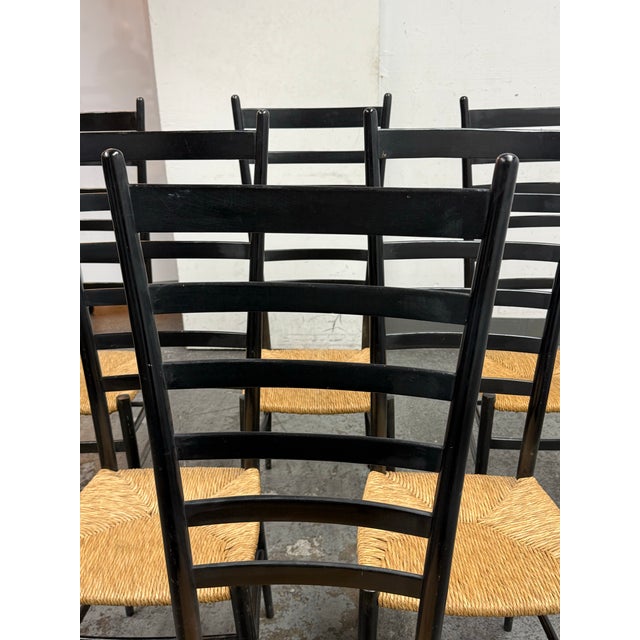 Late 20th Century Gio Ponti Style Italian Ladder Back Dining Chairs, Vintage Set of Six For Sale - Image 5 of 12