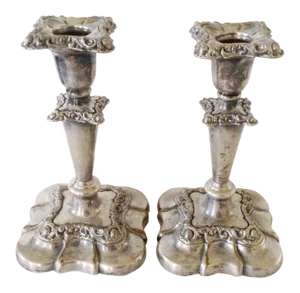 Sheffield Silver Plate Candlesticks- A Pair