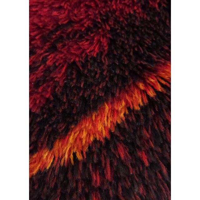 Mid-Century Modern Handmade Rya Rug in Wool, Denmark, 1970s For Sale - Image 4 of 5