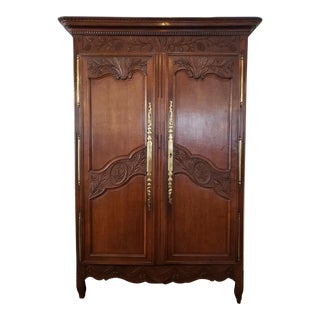 French Provencal Carved Walnut Armoire For Sale