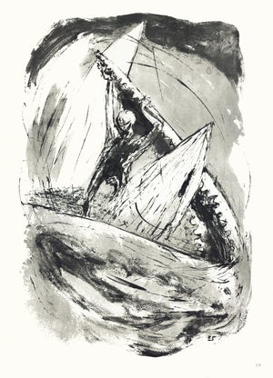 1968 "Moby Dick" Lithograph by Benton Spruance "Ahab in the Jaws"