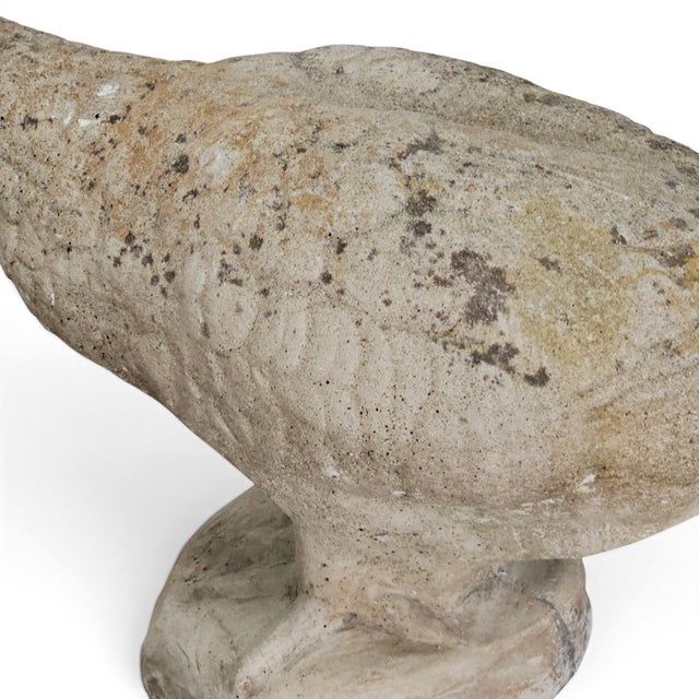1950s French Weathered Concrete Garden Geese With Lichen Patina, Pair For Sale - Image 13 of 16