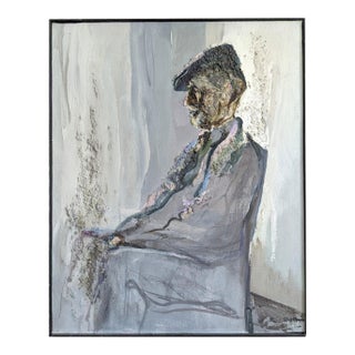Mid-Century Modern 'The Gentleman' Vintage Swedish Figurative Portrait Oil Painting, Framed For Sale