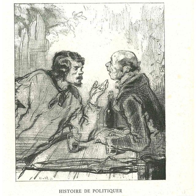 Paul Gavarni, The Conversation, Original Lithograph, 1881 For Sale