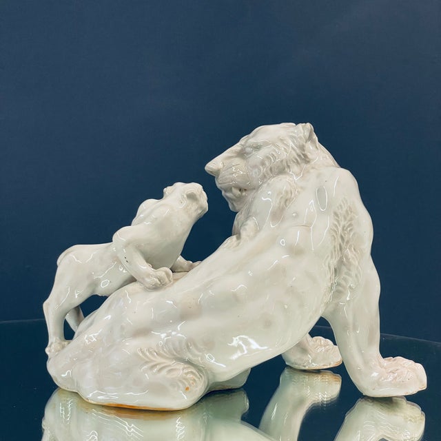 Porcelain Lion Sculpture, 1800s For Sale - Image 14 of 16