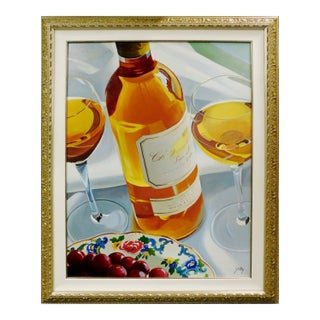 Thomas Stiltz a Taste of Late Summer Hand Signed Artwork Original Painting Wine For Sale