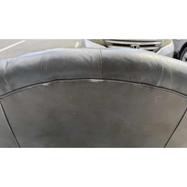 Vintage Blue Leather Camelback Chesterfield Sofa For Sale - Image 18 of 18