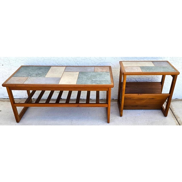 Vintage Mobelfabrikken Toften Danish MCM Solid Teak & Tile Coffee & Side Table For Sale In Miami - Image 6 of 12