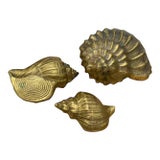 Vintage Set of 3 Brass Sea Shell Sculptures For Sale