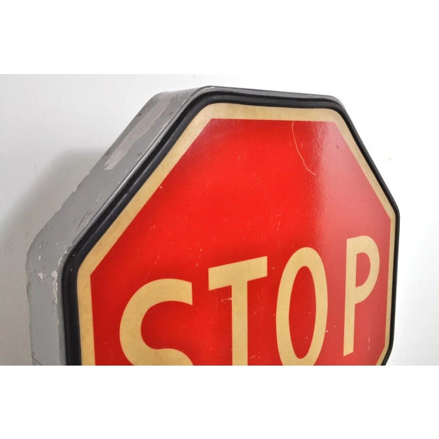 Metal Large Vintage Traffic Stop Sign with Lighting, 1950s For Sale - Image 7 of 12