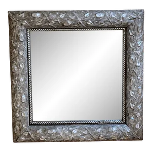 1930s Victorian Silver Gilt Gesso Mirror With Ivy and Wood