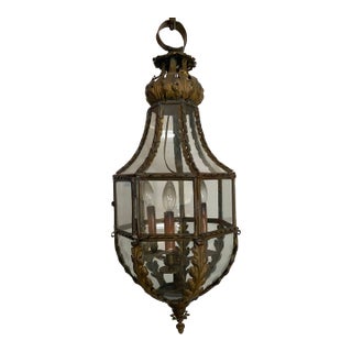 Vintage Leafy Foliate Lantern in Patinated Brass For Sale