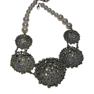 1940s Pearl Circle Cluster Necklace